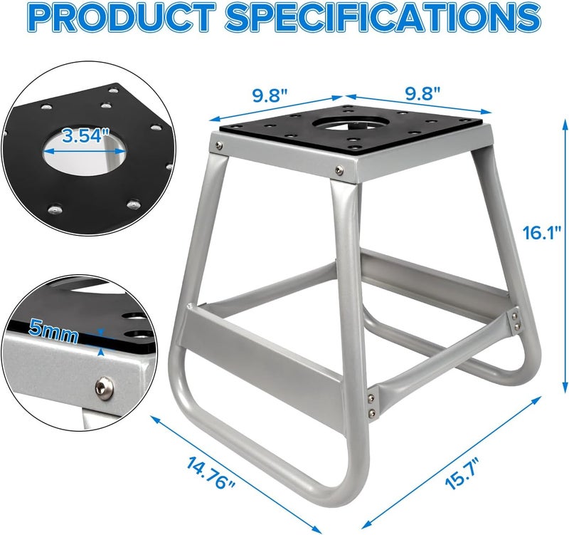 Donext Motorcycle Lift Stand Dirt Bike Stand Universal Panel Stand Moto Removable Maintenance Motocross Stand Hoist Lift Jack 600LB Capacity (Silver) - Image 2